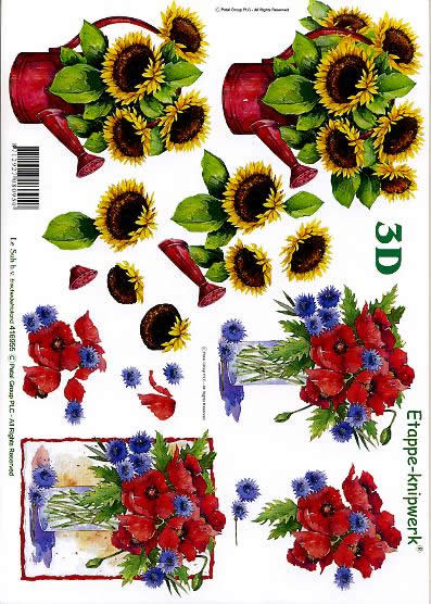 3D-Bogen LeSuh 416955 Sonnenblumen in Giekanne