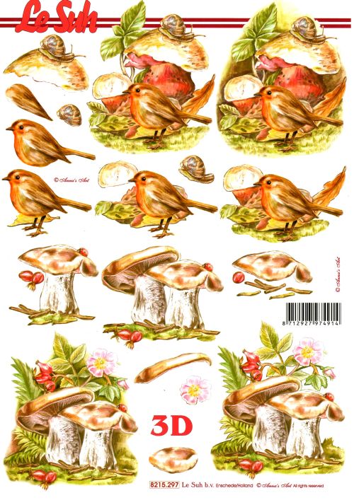 3D-Bogen LeSuh 8215297 Pilze und Vogel