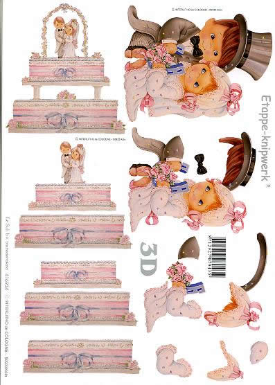 3D-Bogen LeSuh 416934 Brautpaar und Torte