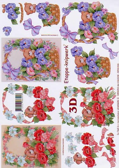 3D-Bogen LeSuh 4169425 Blumenkorb mit Bär
