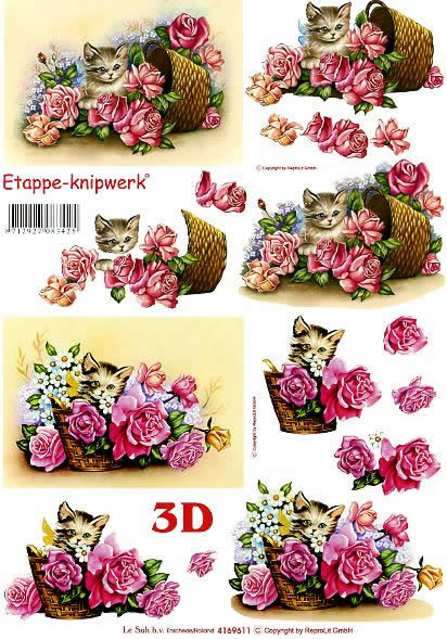 3D-Bogen LeSuh 4169611 Katze und Rosen