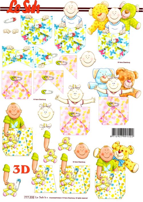 3D-Bogen LeSuh 777232 Baby mit Teddy