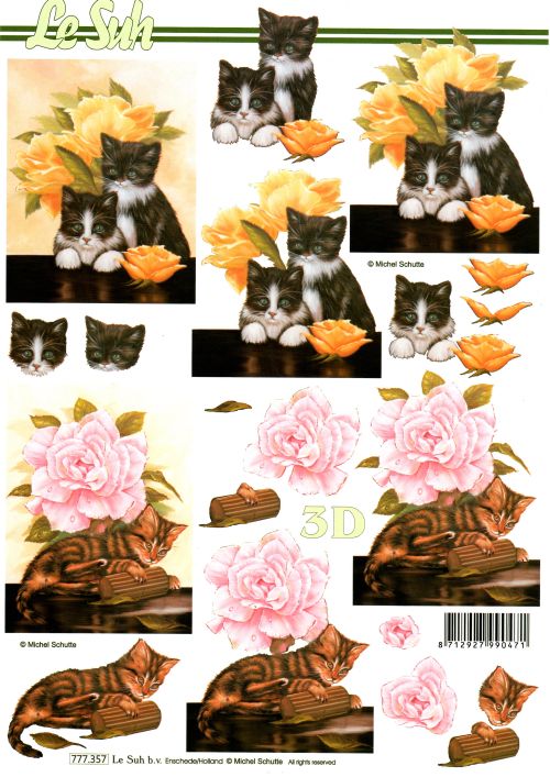 3D-Bogen LeSuh 777.357 Katzen und Rosen