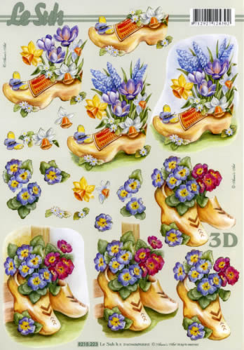 3D-Bogen LeSuh 8215223 Holzschuhe mit Blumen
