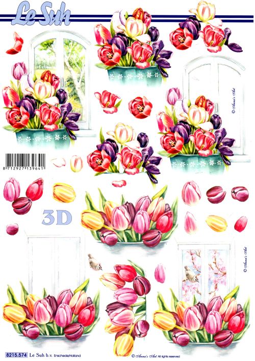 3D-Bogen LeSuh 8215574 Fenster mit Tulpen