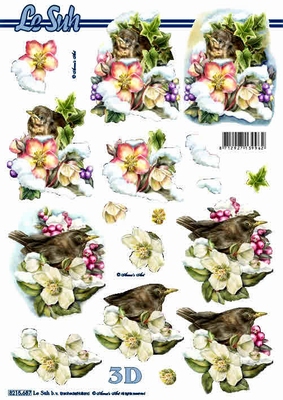 3D-Bogen LeSuh 8215687 Amsel mit Blüten