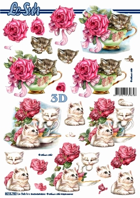 3D-Bogen LeSuh 8215750 Kätzchen mit Rosen