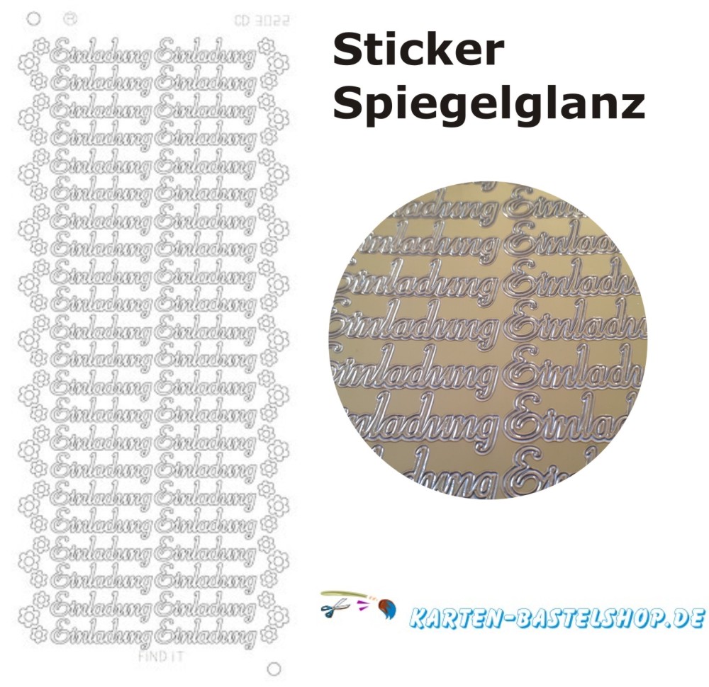 Platin-Sticker 3022 Einladung gold