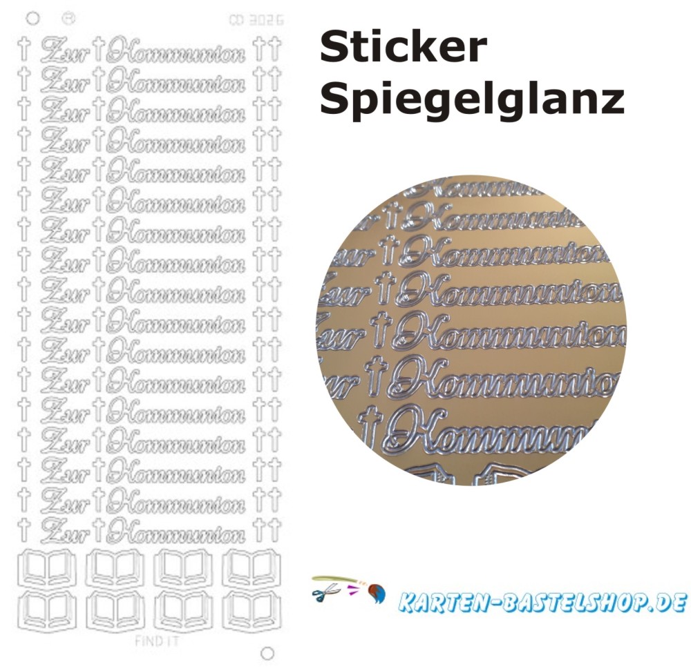 Platin-Sticker 3026 Zur Kommunion gold