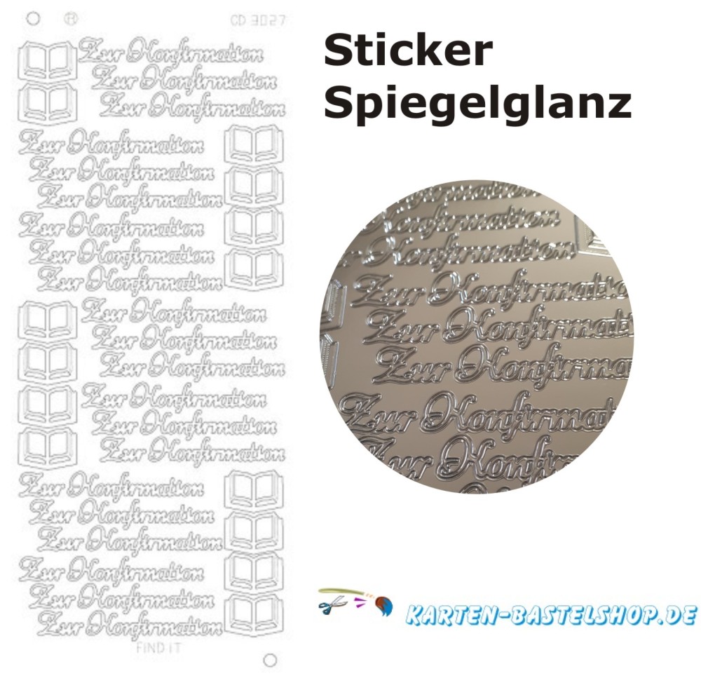 Platin-Sticker 3027 Zur Konfirmation silber