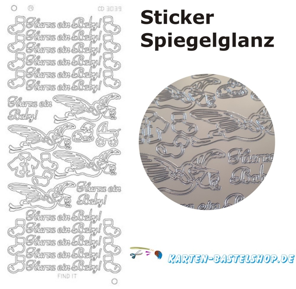 Platin-Sticker 3039 Hurra ein Baby