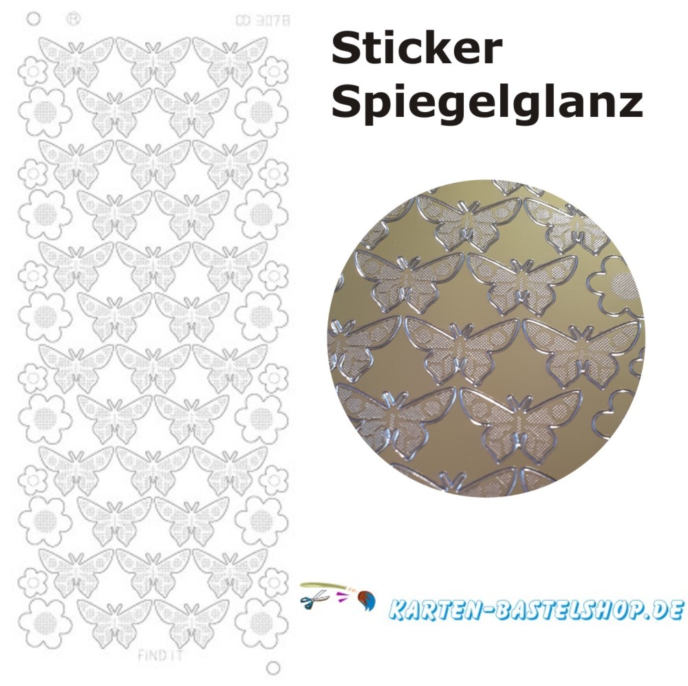 Platin-Sticker 3078 Schmetterlinge und Blumen