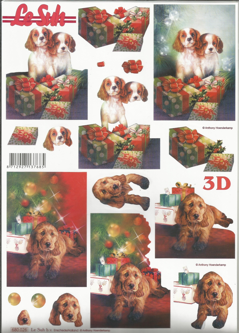 3D-Stanzbogen LeSuh Weihnachten mit Hund