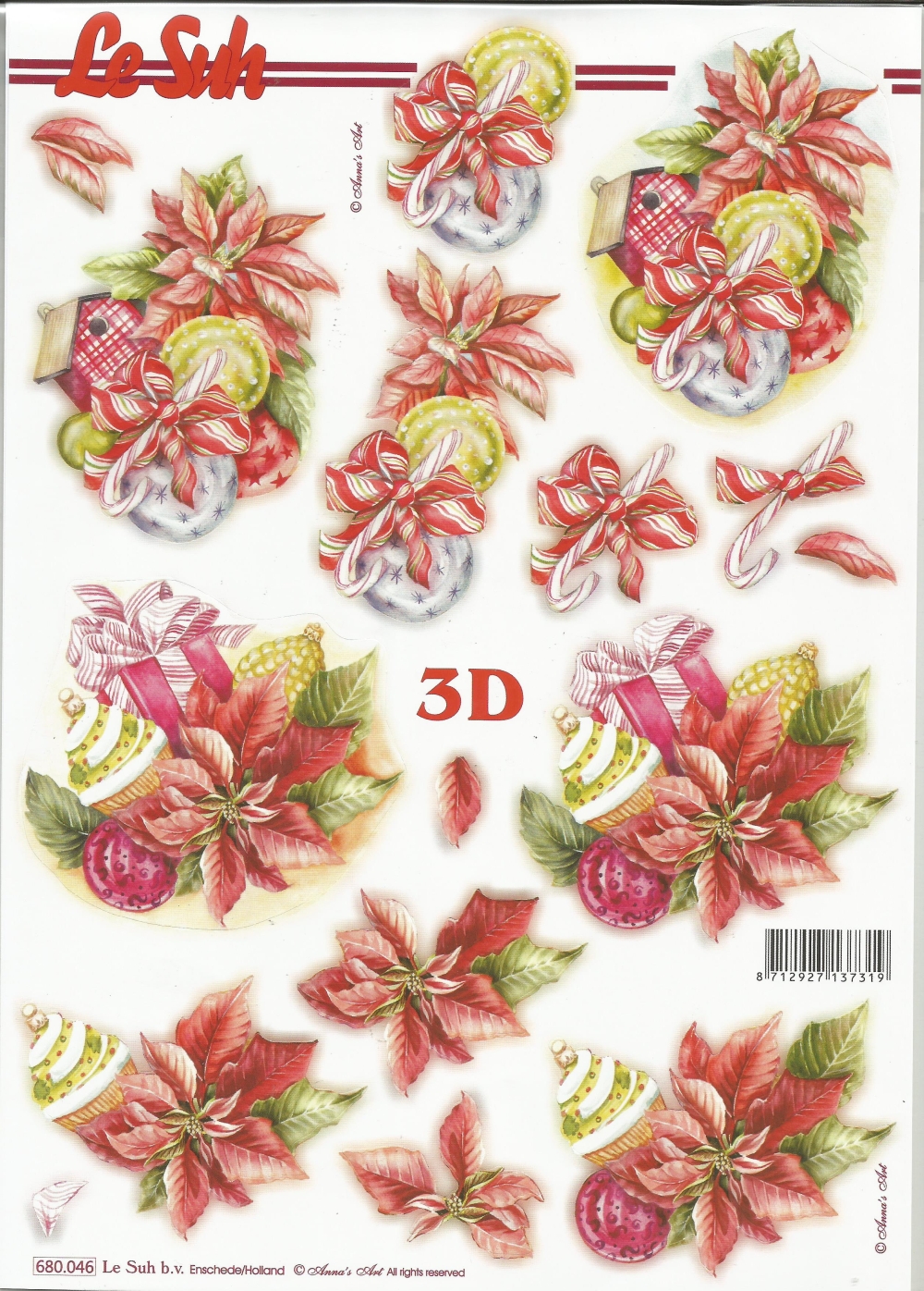 3D-Stanzbogen LeSuh Weihnachtsdeko in Rot