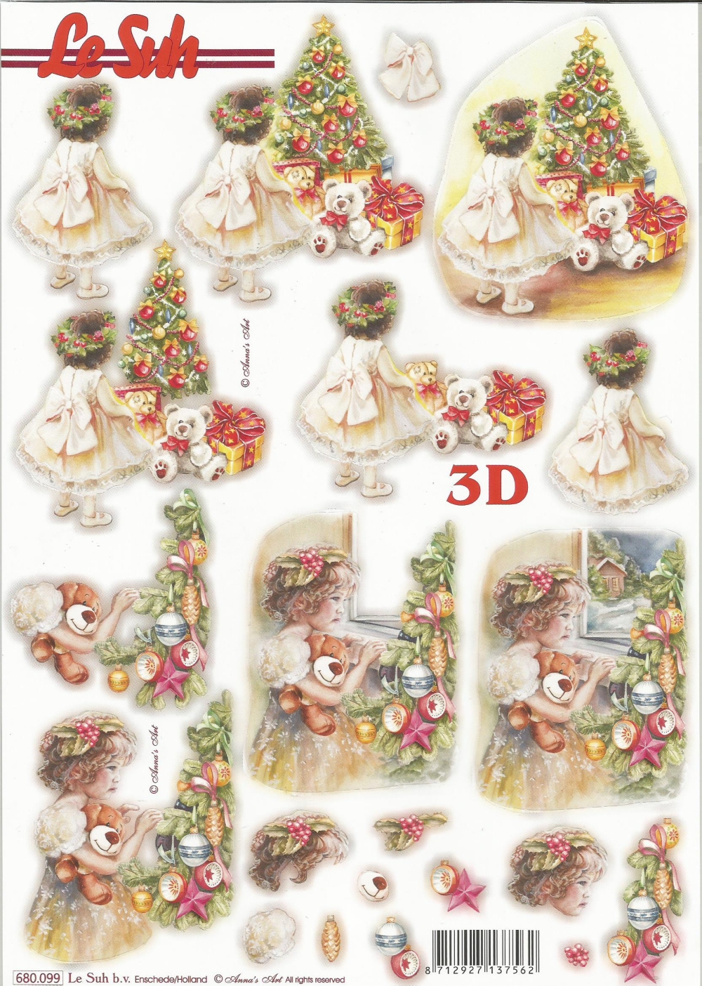 3D-Stanzbogen LeSuh Kind am Weihnachtsbaum