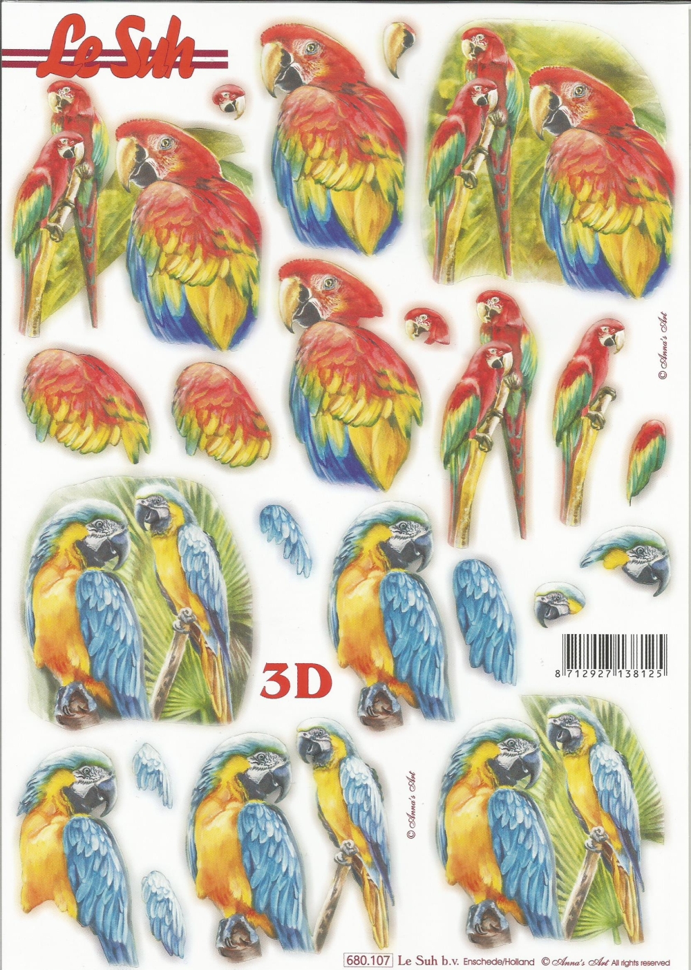 3D-Stanzbogen LeSuh Papagei